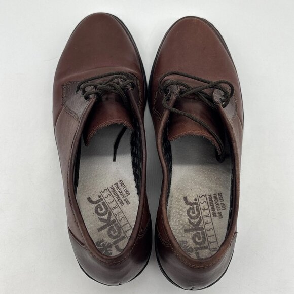 Rieker Antistress Lace Up Wedge Heeled Shoes Oxford Brown Women’s Size 6.5 - Picture 7 of 8